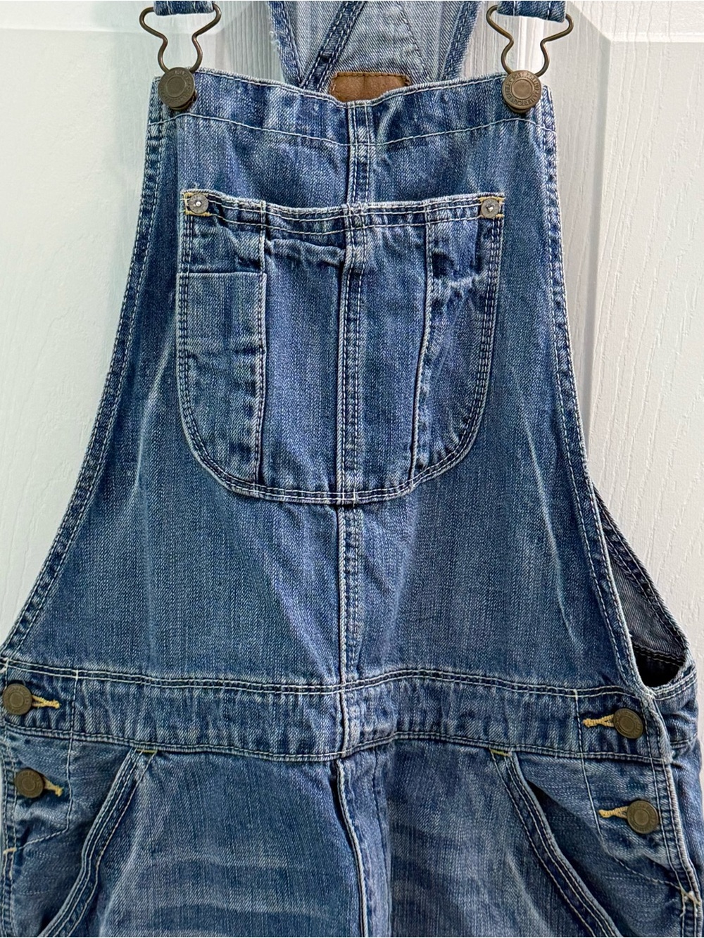 American Eagle Outfitters Women's Size Small Blue Denim Overall Shorts Shortalls - Picture 3 of 12